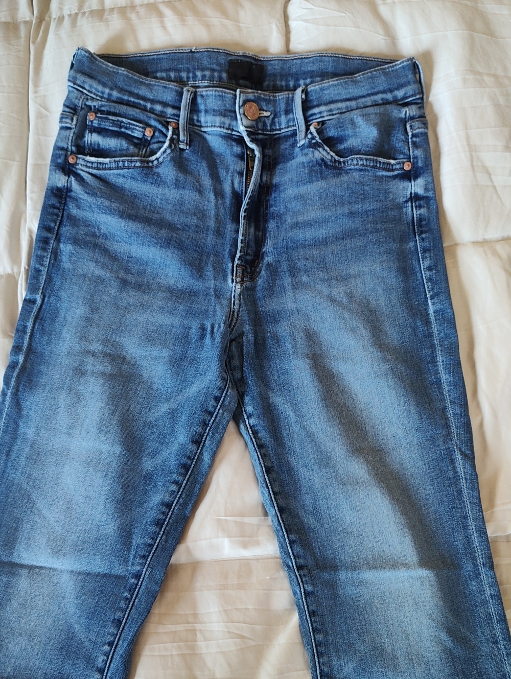 MOTHER Skinny Jeans in Blue Wash